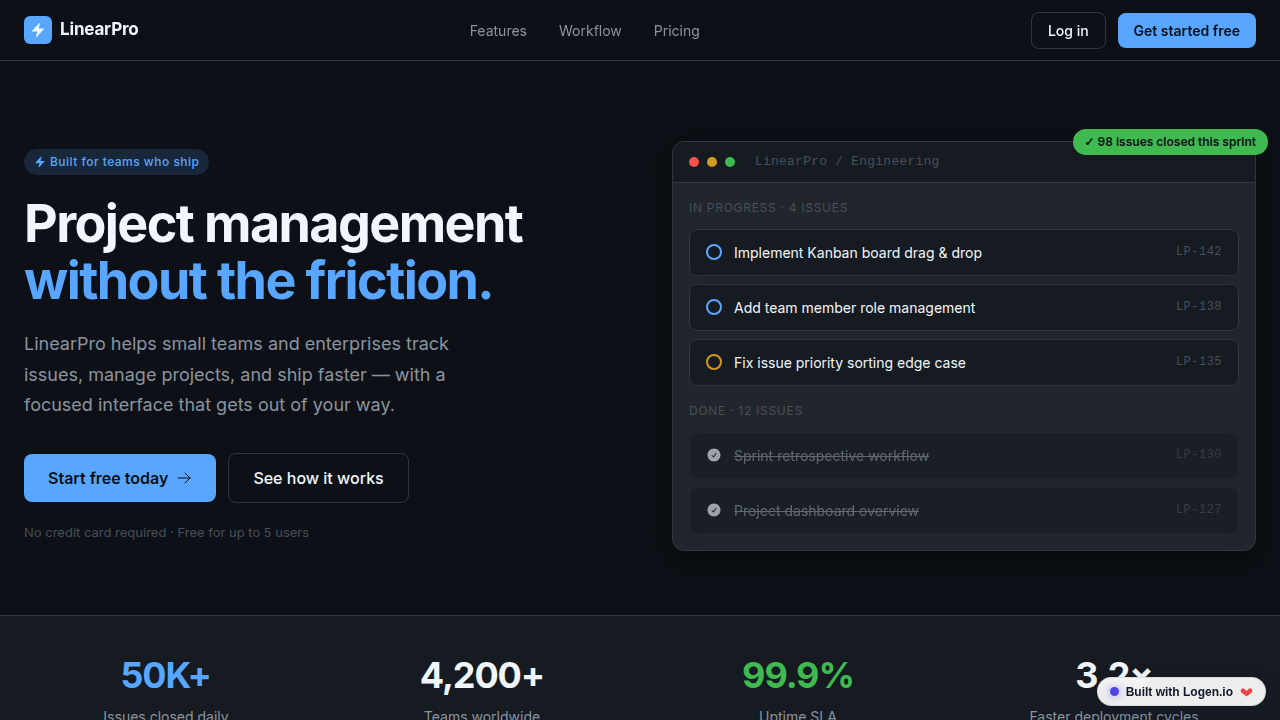 Screenshot of LinearPro