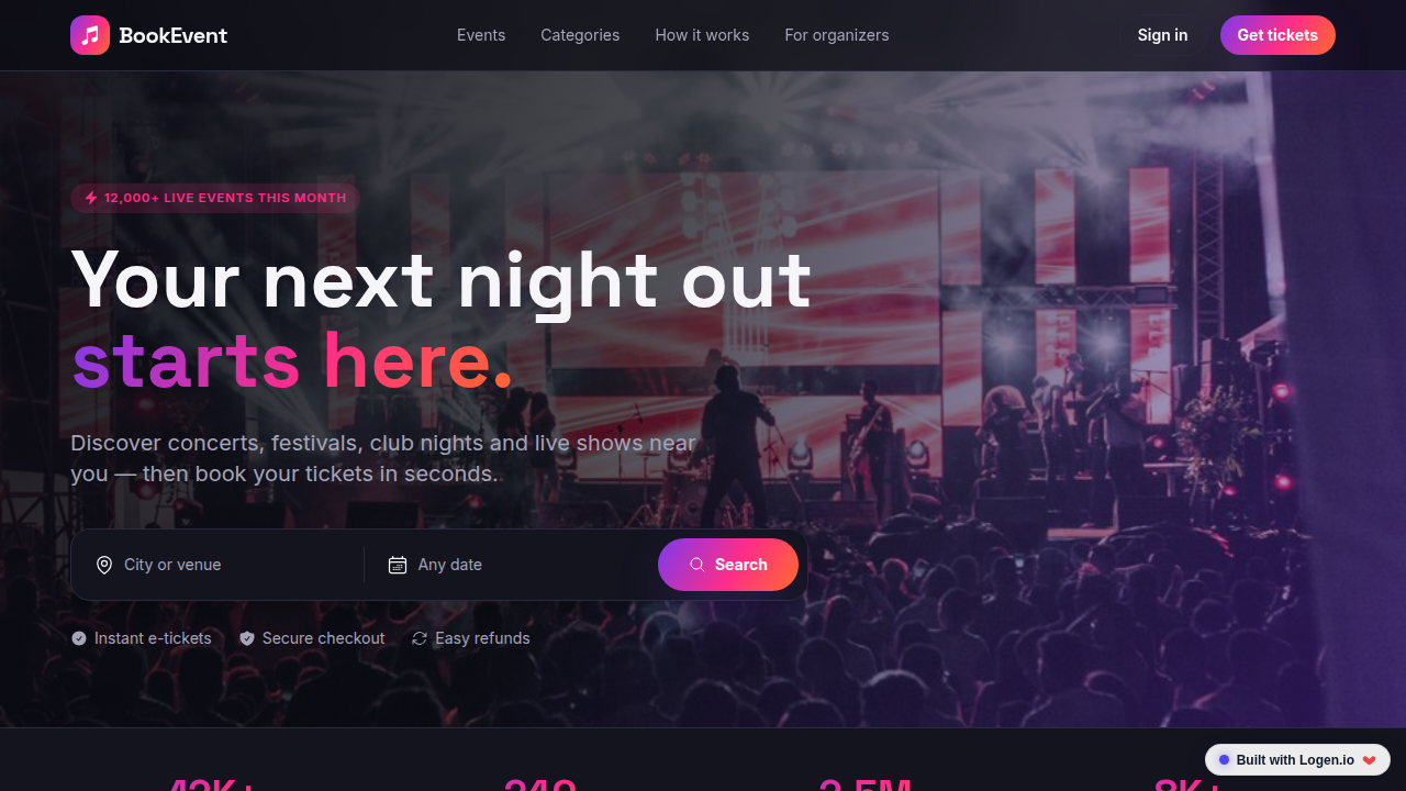 Screenshot of BookEvent