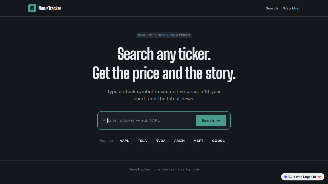 Screenshot of NewsTracker